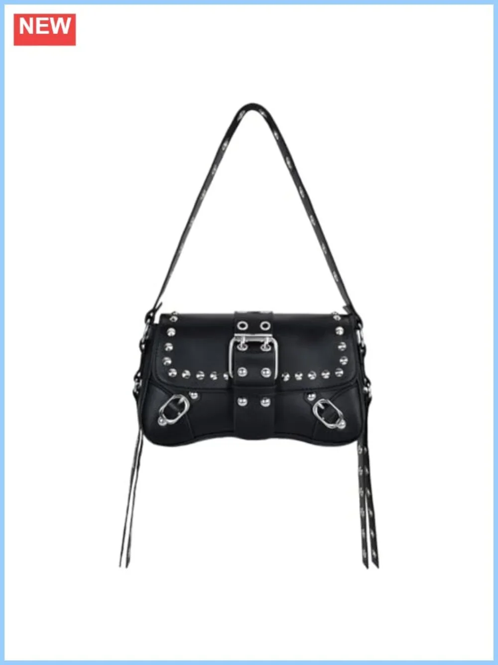 Studded Rivet Punk PU Leather Hobo Shoulder Bag Small Clutch Purse
